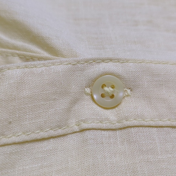 Jordache XXL Linen Blend Yellow Button-Up Tie Front Top - Picture 6 of 11